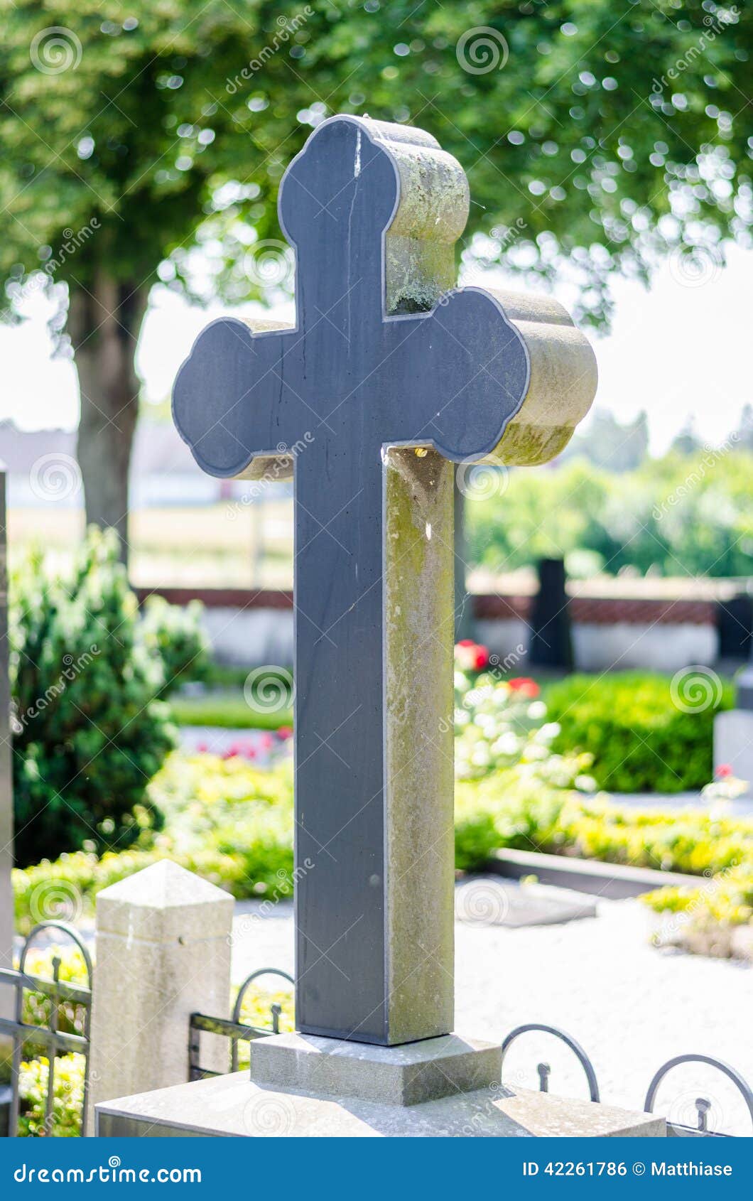 Cross headstone on grave stock photo. Image of headstone 42261786