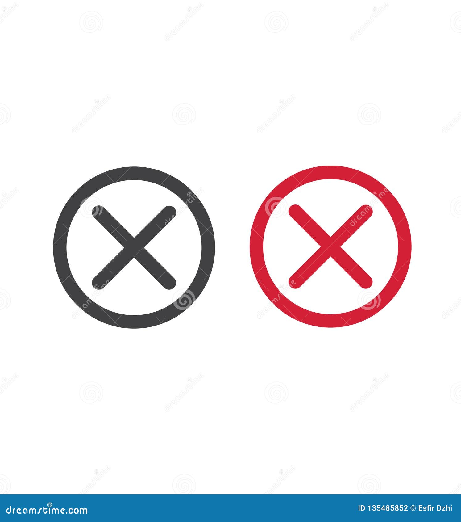 Cross X Icon Check Mark Isolated Circle Symbol Vector Illustration in a ...