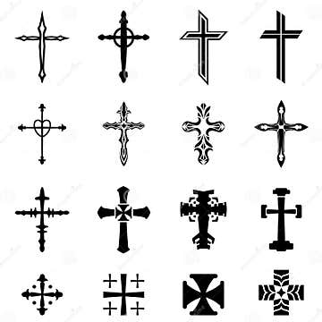 Cross Icon Set stock vector. Illustration of jesus, protestant - 45808430