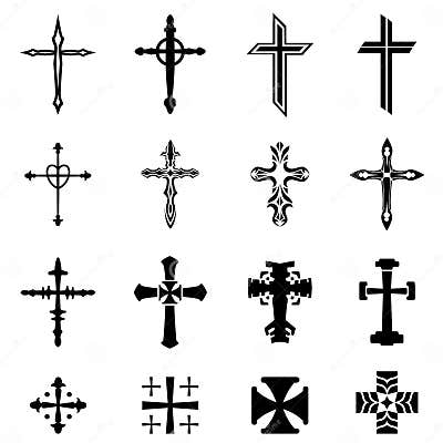 Cross Icon Set stock vector. Illustration of jesus, protestant - 45808430
