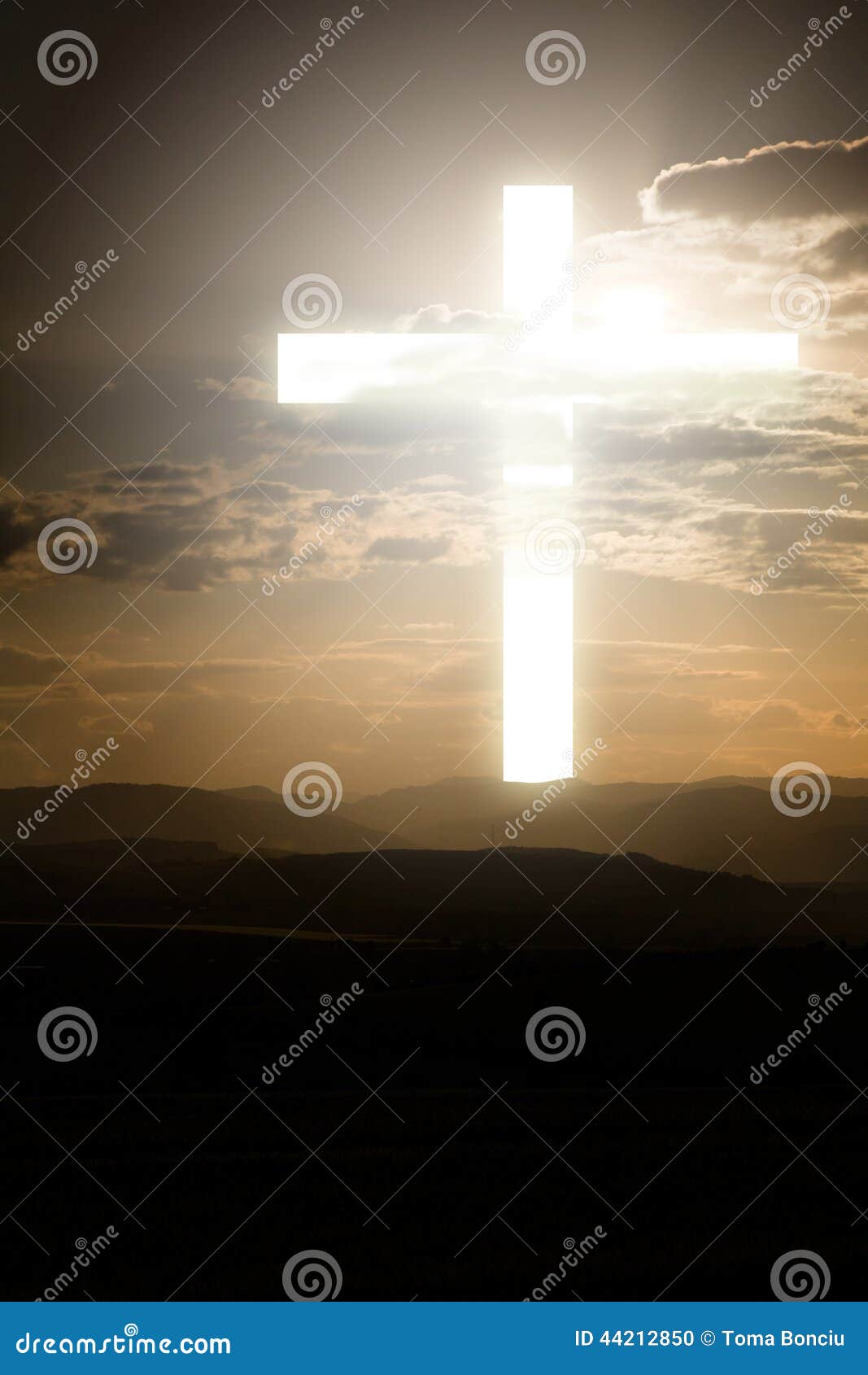 Cross of light stock photo. Image of christianity, background 44212850