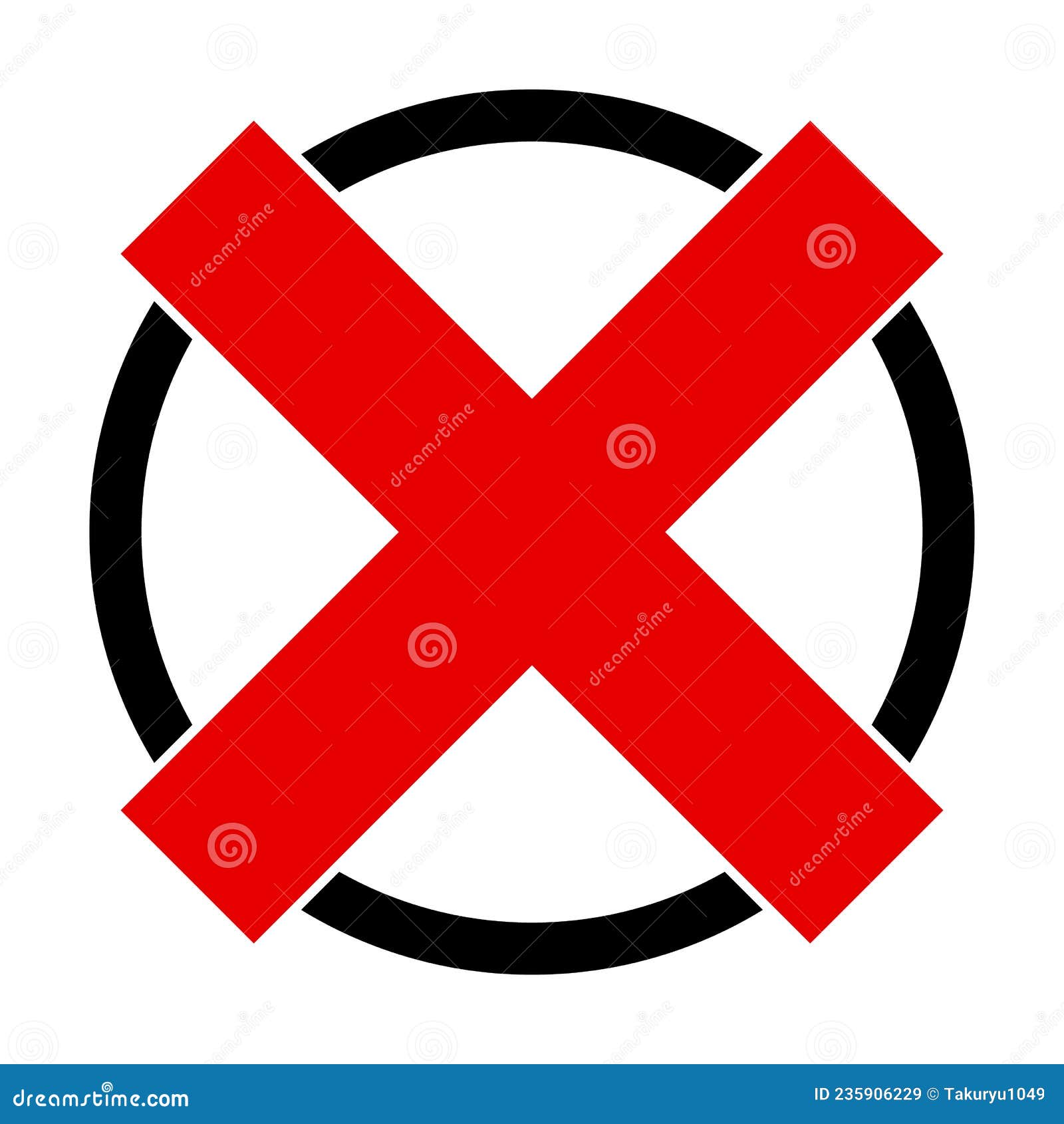 red cross mark. No warning symbol Stock Illustration