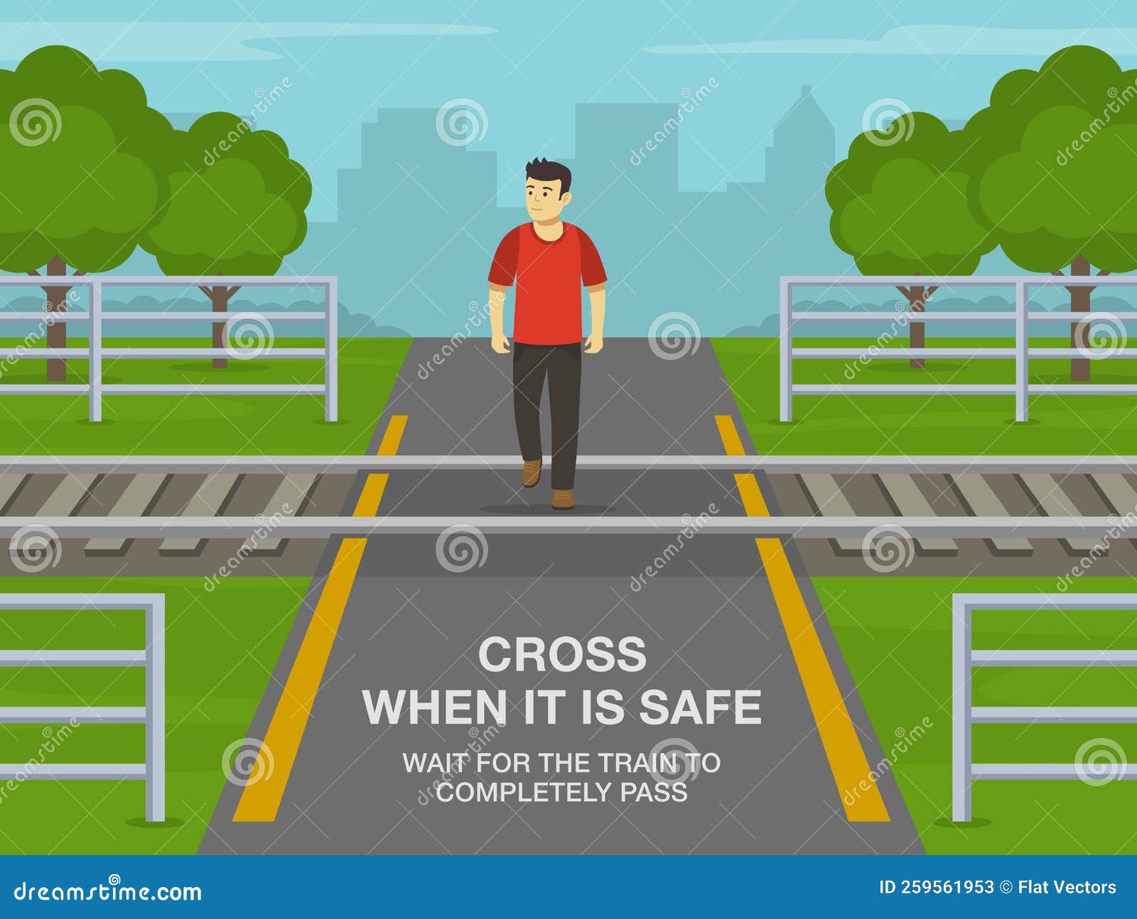 Railroad Safety Rules And Tips. Cross Train Tracks At Designated
