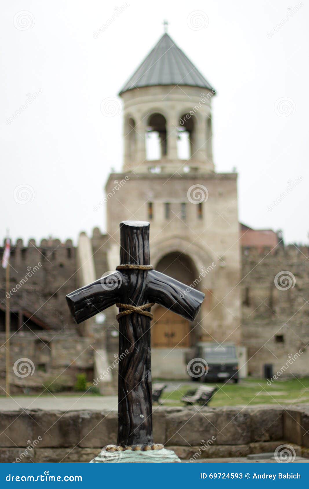 cross at the saint ninos grave in mtskheta, georgia.