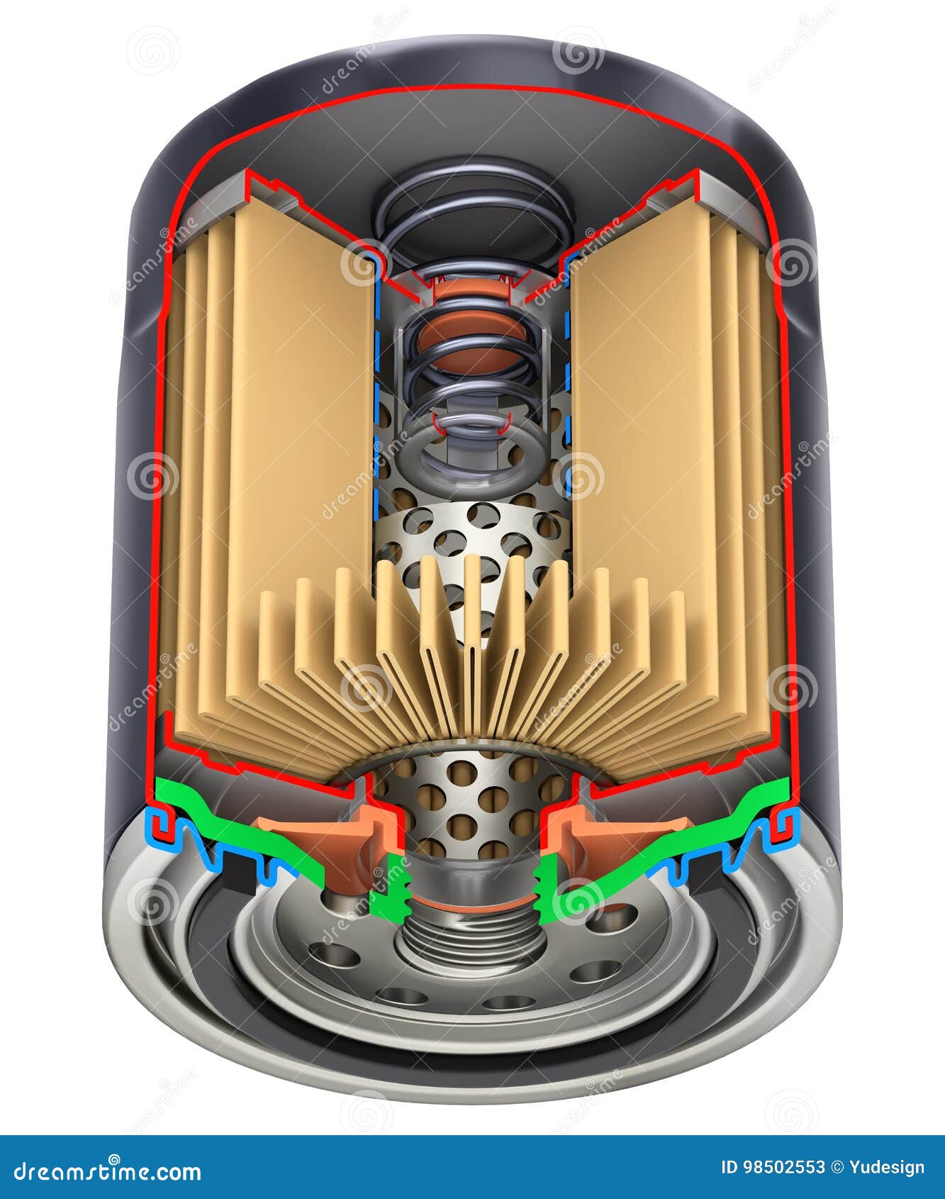 Cross Section of Car Oil Filter Stock Illustration Illustration of