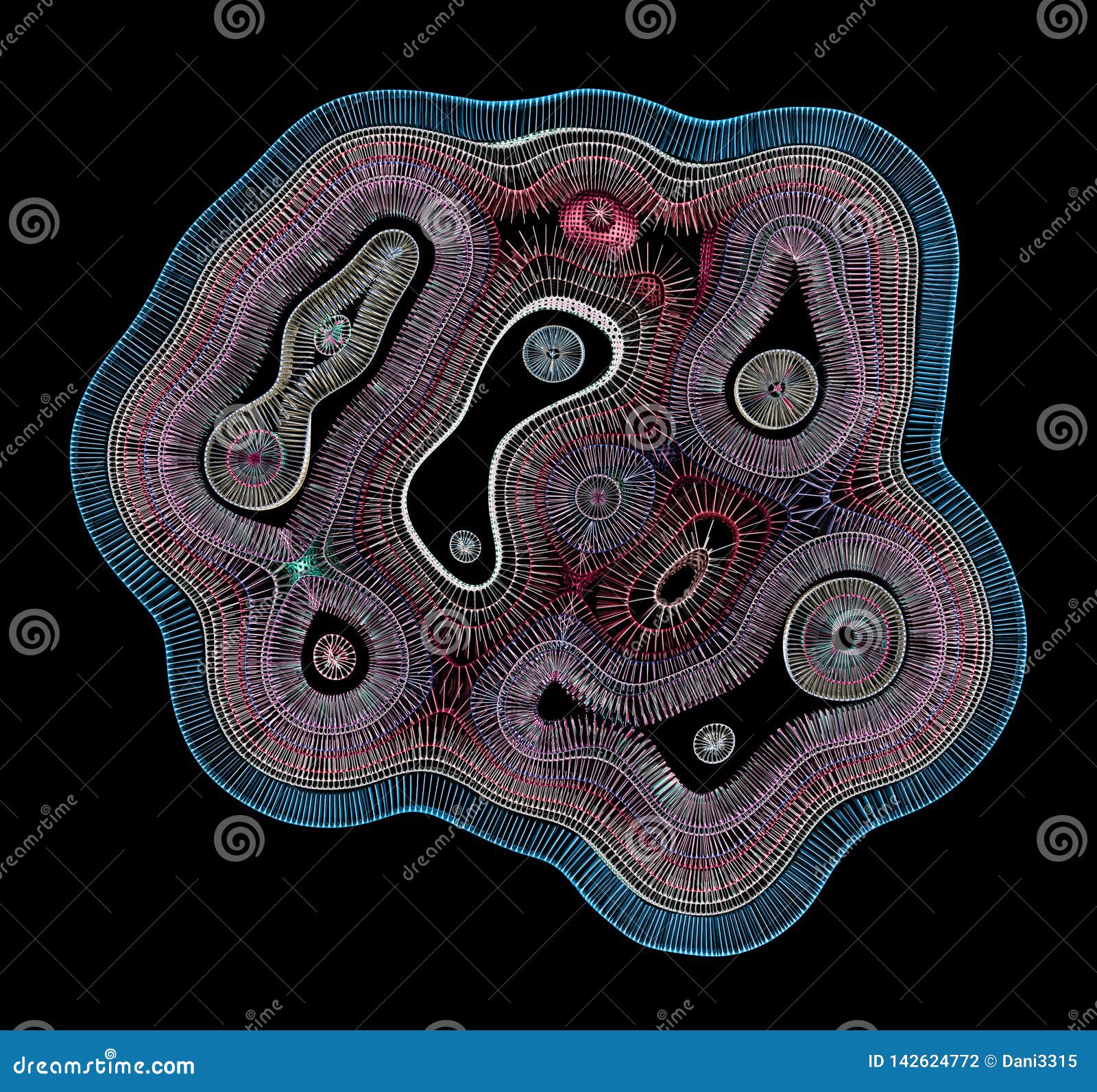 cross section of an organic cell with intracellular organelles