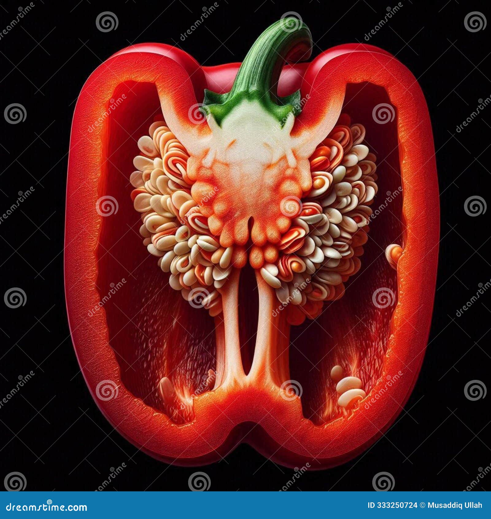 cross-section of a red bell pepper