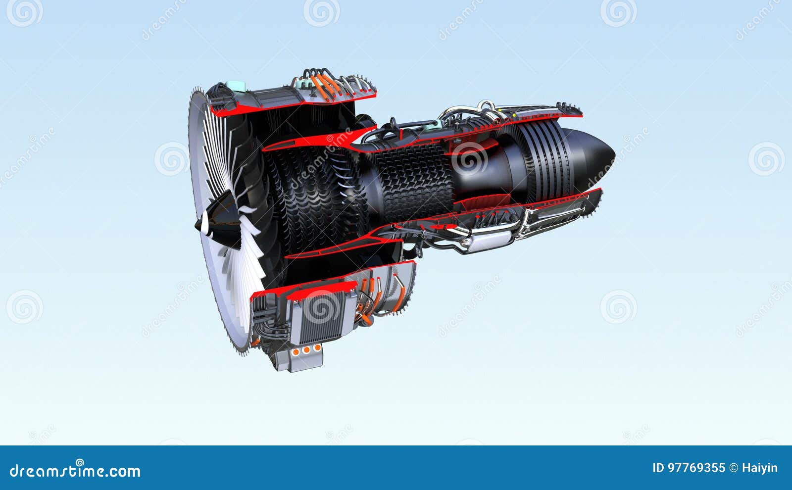 Cross Section of Turbofan Jet Engine with Alpha Channel Stock Video