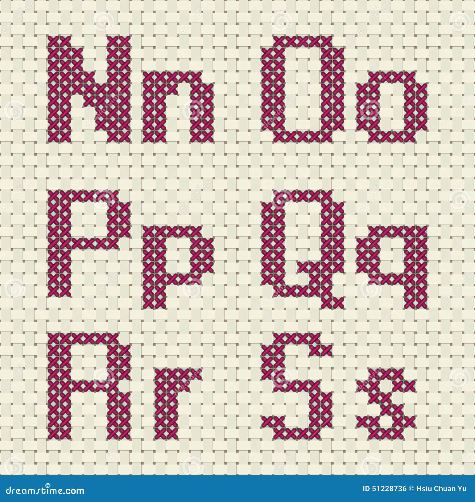 Cross Stitch Alphabet And Number. Stock Vector - Image: 51228736
