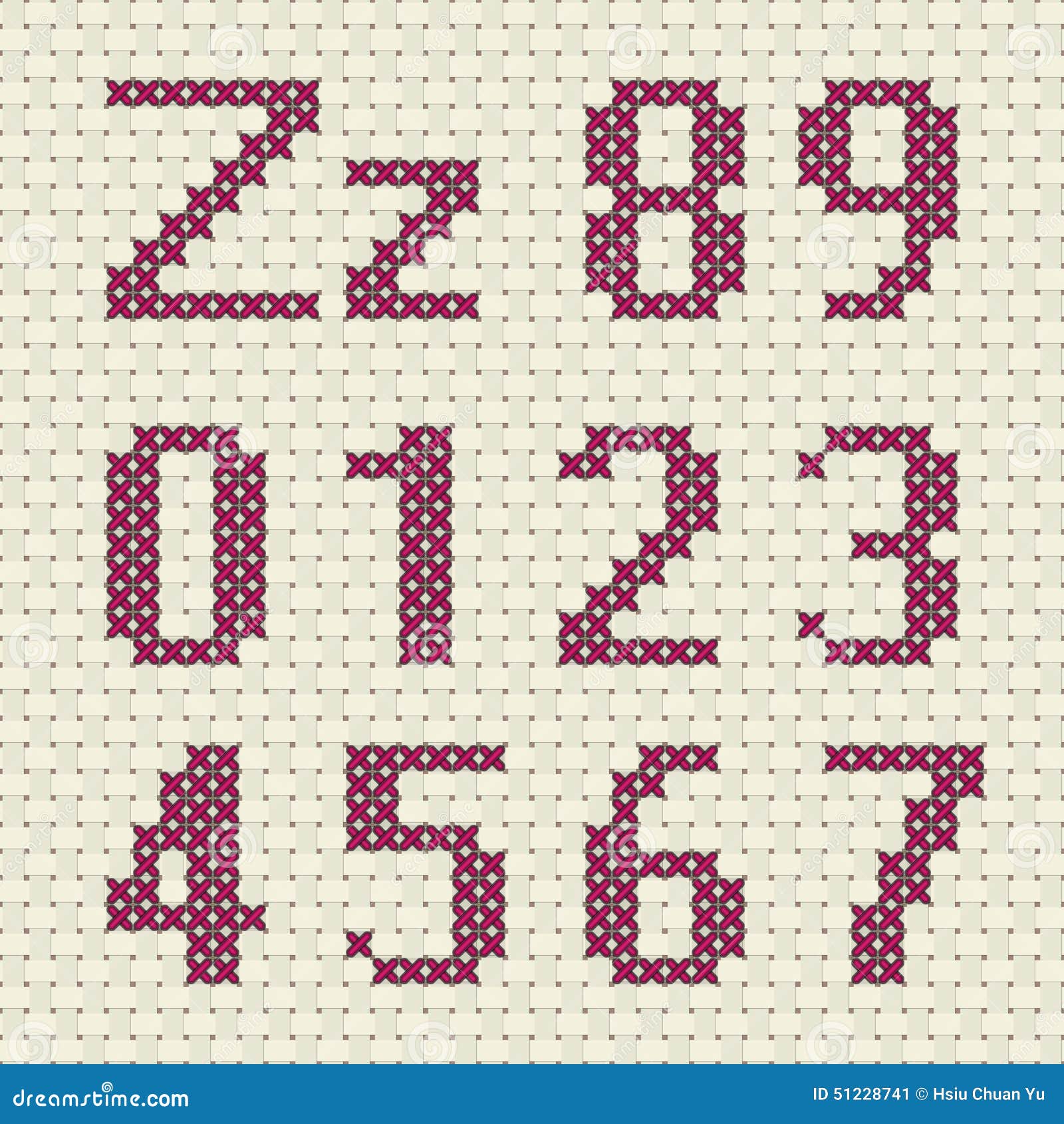 Cross Stitch Alphabet And Number. Stock Vector - Image: 51228741