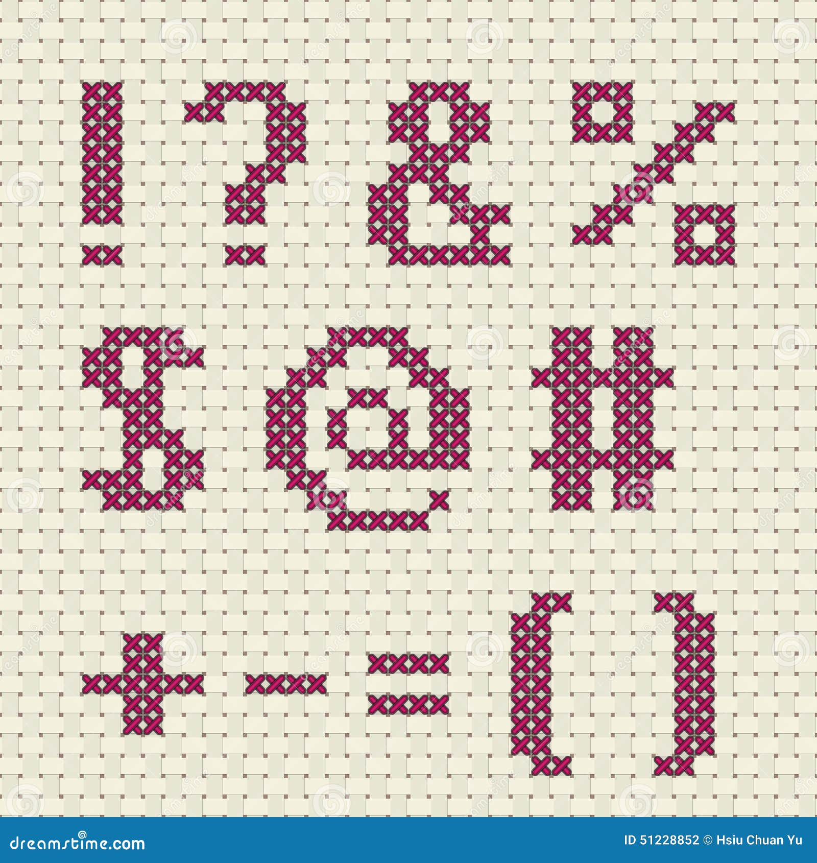 Cross Stitch Alphabet and Number. Stock Vector - Illustration of stitch