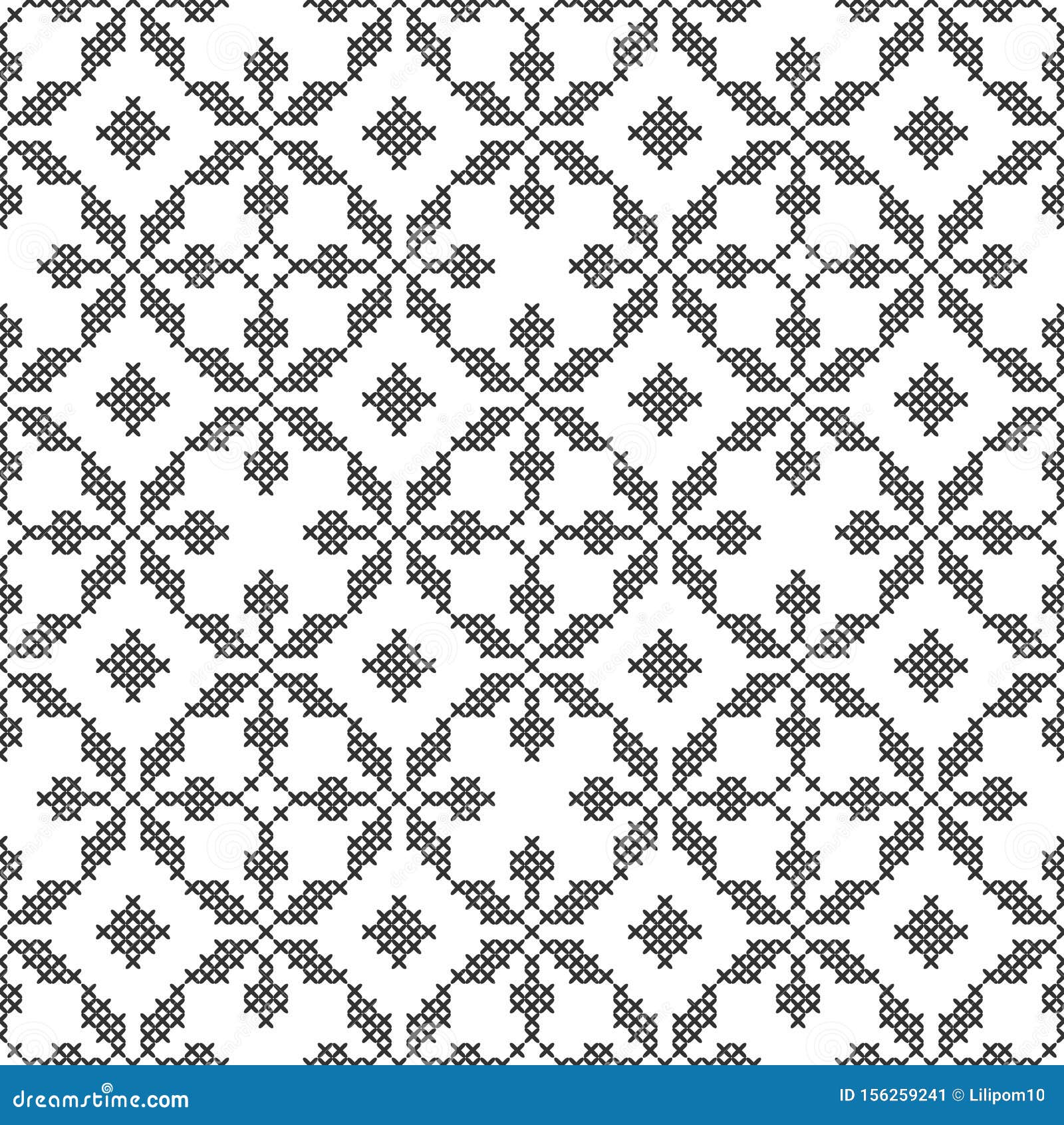 Cross-stitch, Embroidery. Black and White Seamless Decorative Pattern.  Ornamented Background for Wallpaper, Textile. Stock Vector - Illustration  of embroidery, seamless: 156259241