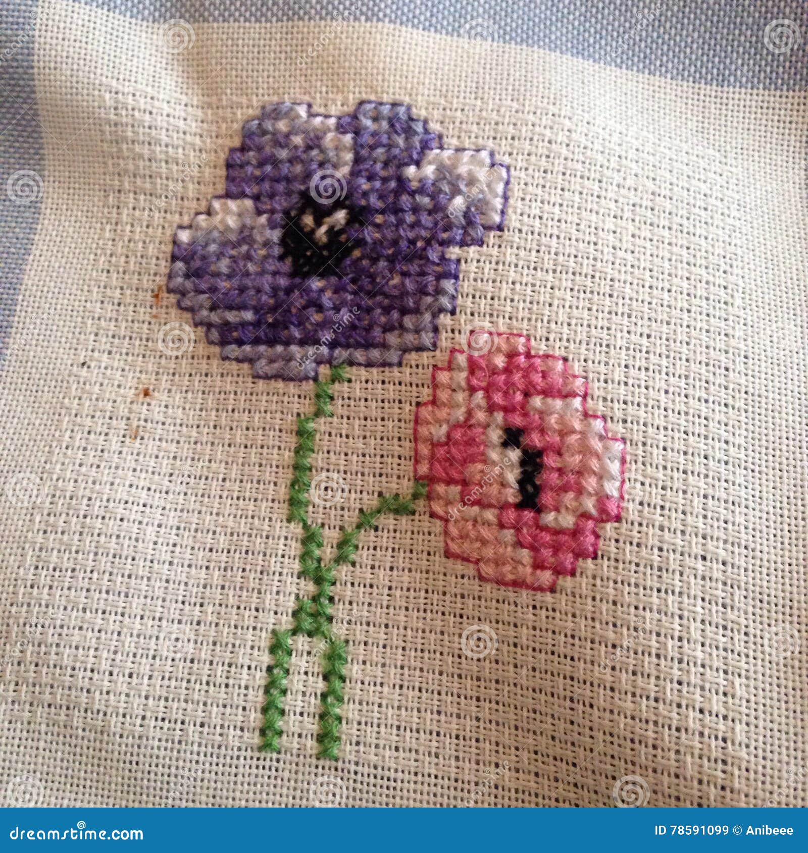 Cross stitch flowers stock image. Image of cross, design 78591099