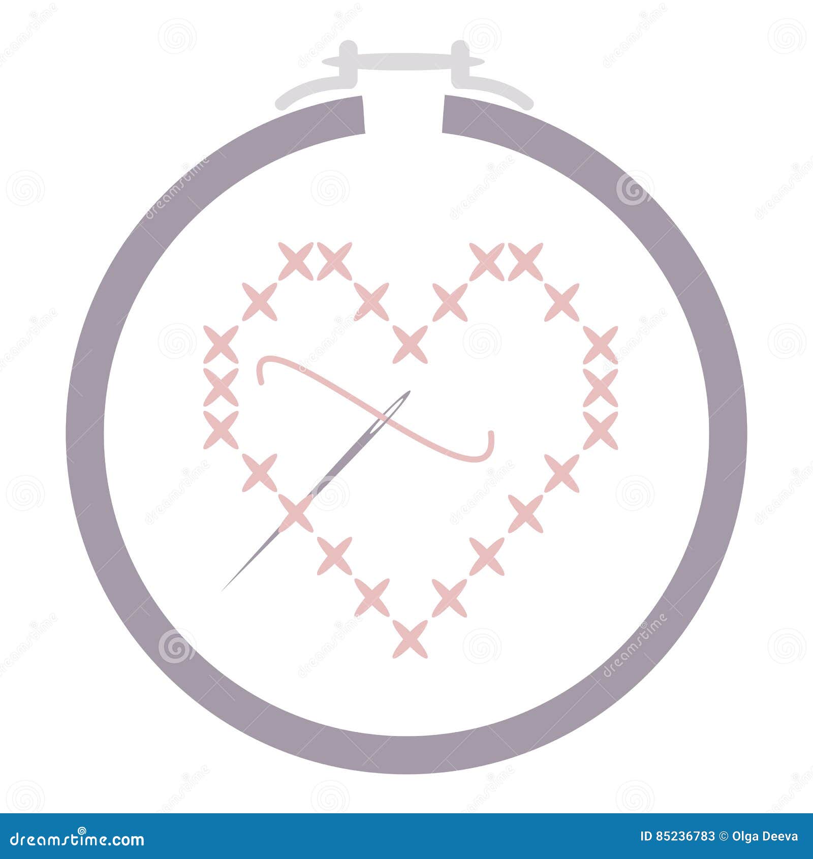 Cross Stitch Heart with Needle in a Hoop Stock Vector - Illustration of ...