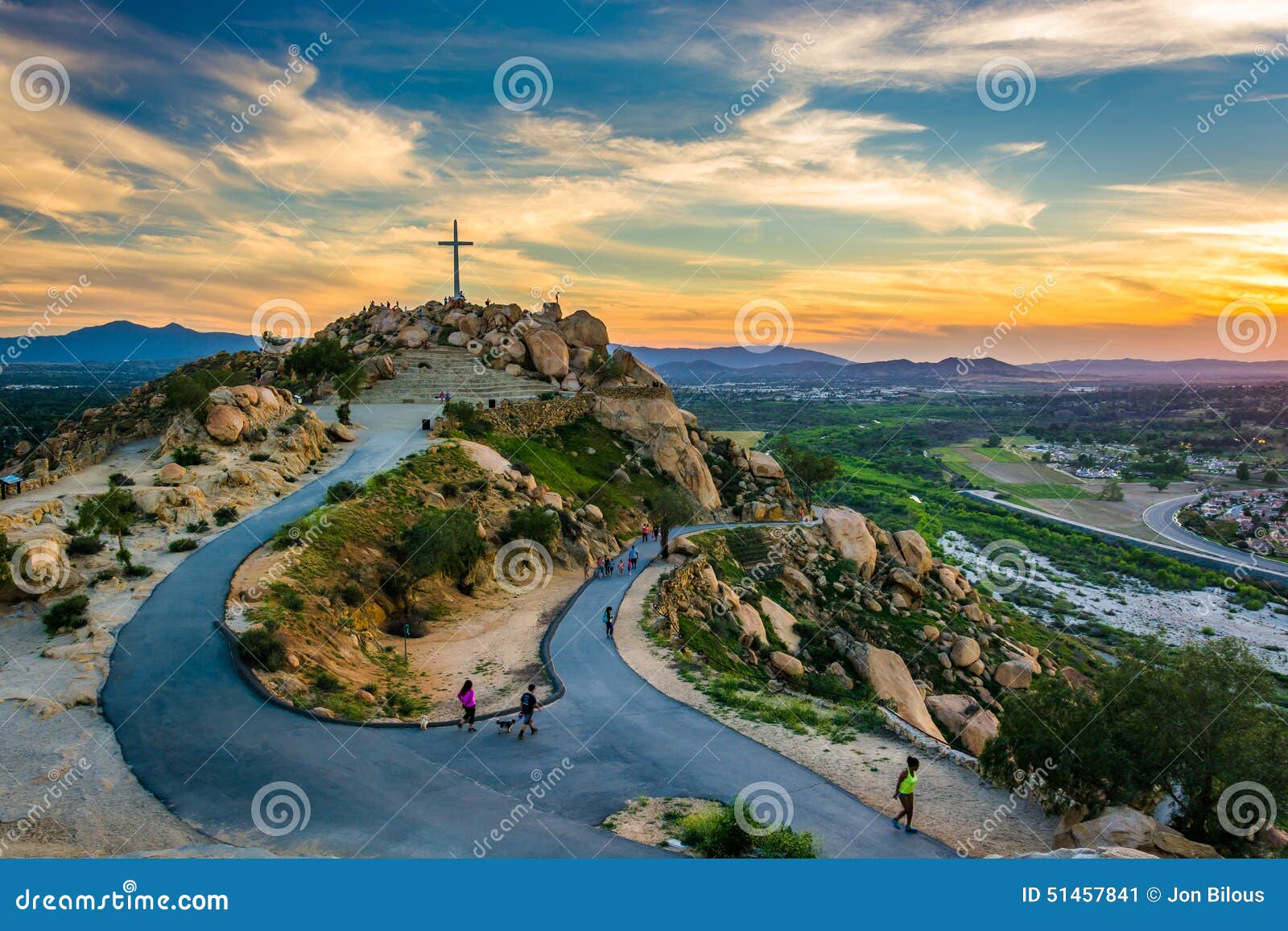 The Cross and Trails at Sunset, at Mount Rubidoux Park Stock Image - Image of clouds, riverside