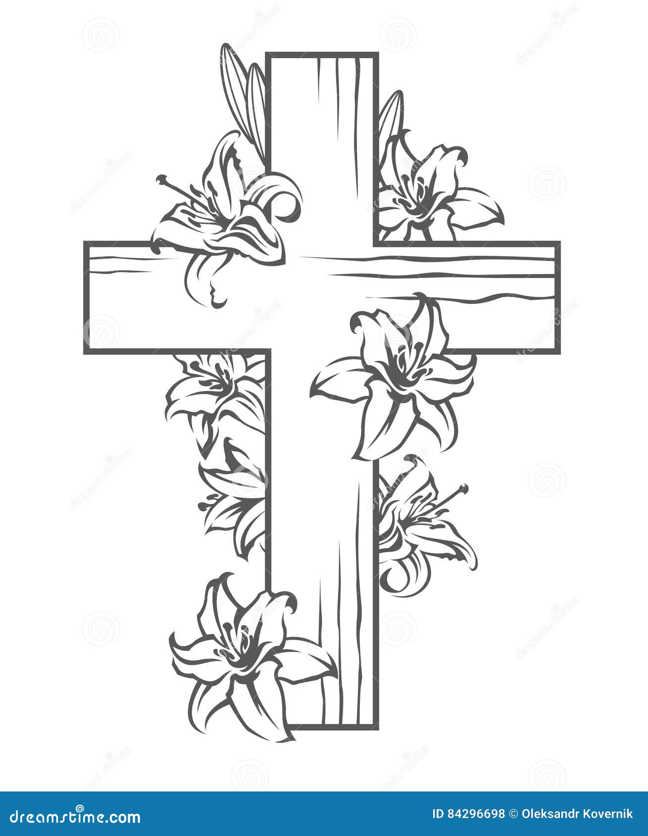 cross with white lilies