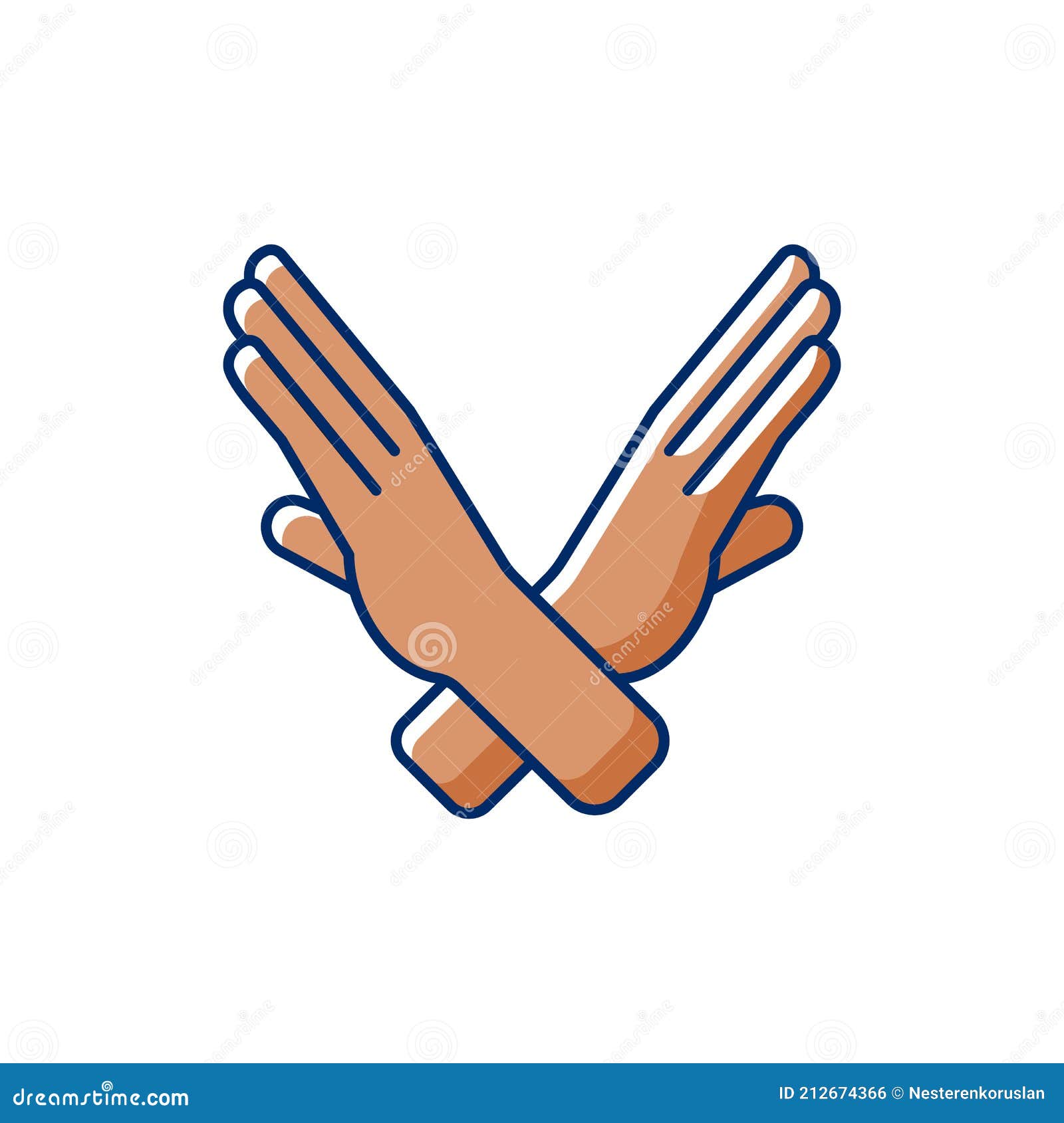 Crossed Arms Stop Gesture RGB Color Icon Stock Vector Illustration of position, gesture 212674366