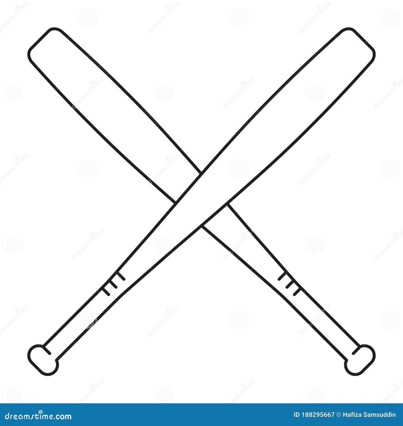 Crossed Baseball Bat. Vector Illustration Decorative Design Stock
