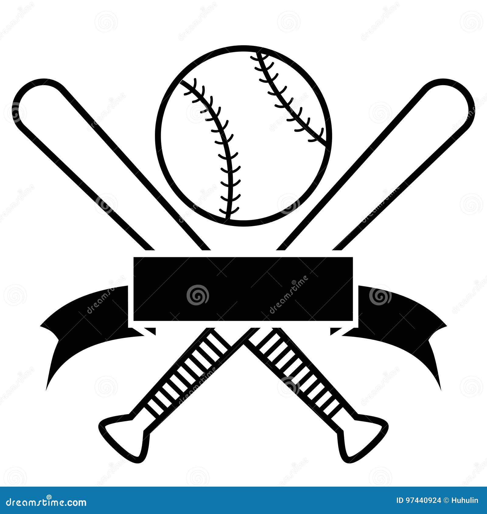 Crossed Baseball Bats and Ball with Banner Stock Vector - Illustration of  background, object: 97440924, image size:1600x1690