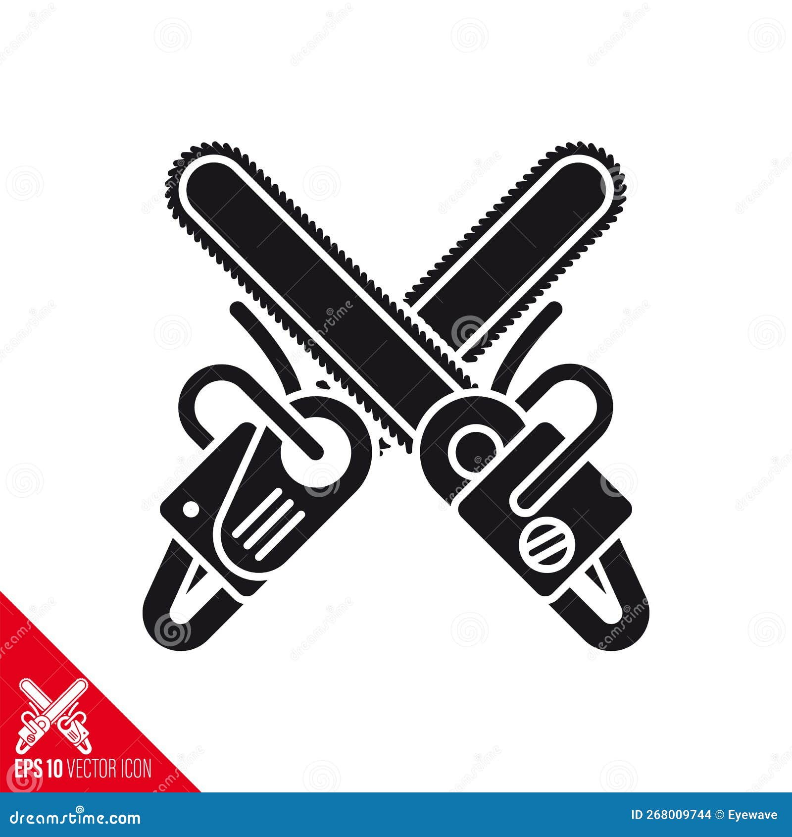 Crossed Chainsaws Vector Glyph Icon Stock Vector Illustration of