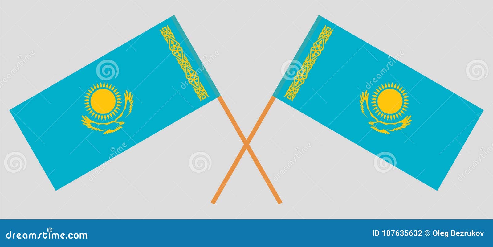 Crossed Flags of Kazakhstan. Official Colors Stock Vector - Illustration of  competition, diplomacy: 187635632