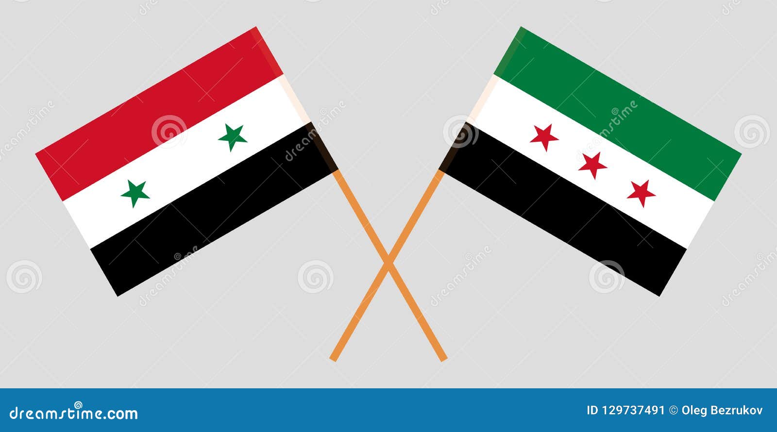 Crossed Flags Of Syrian Arab Republic And Syrian National Coalition