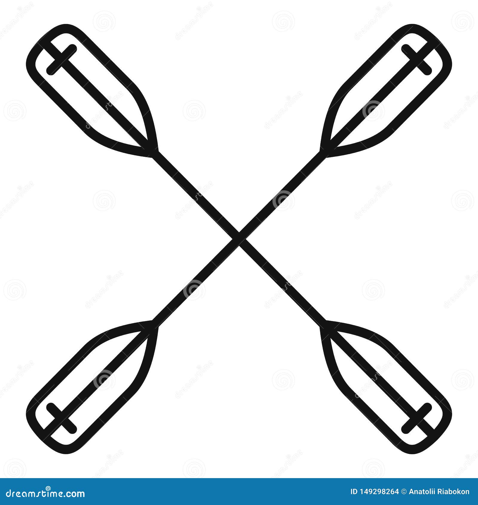 Kayak And Two Crossed Paddles Vector Black Emblem