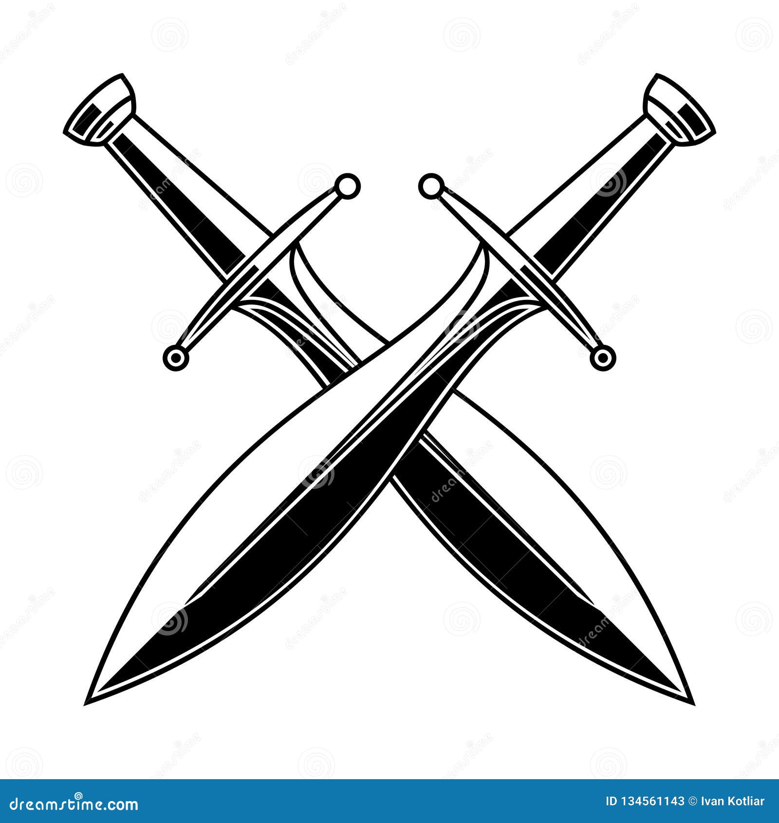Crossed Medieval Swords On White Background. Design Element For Logo ...
