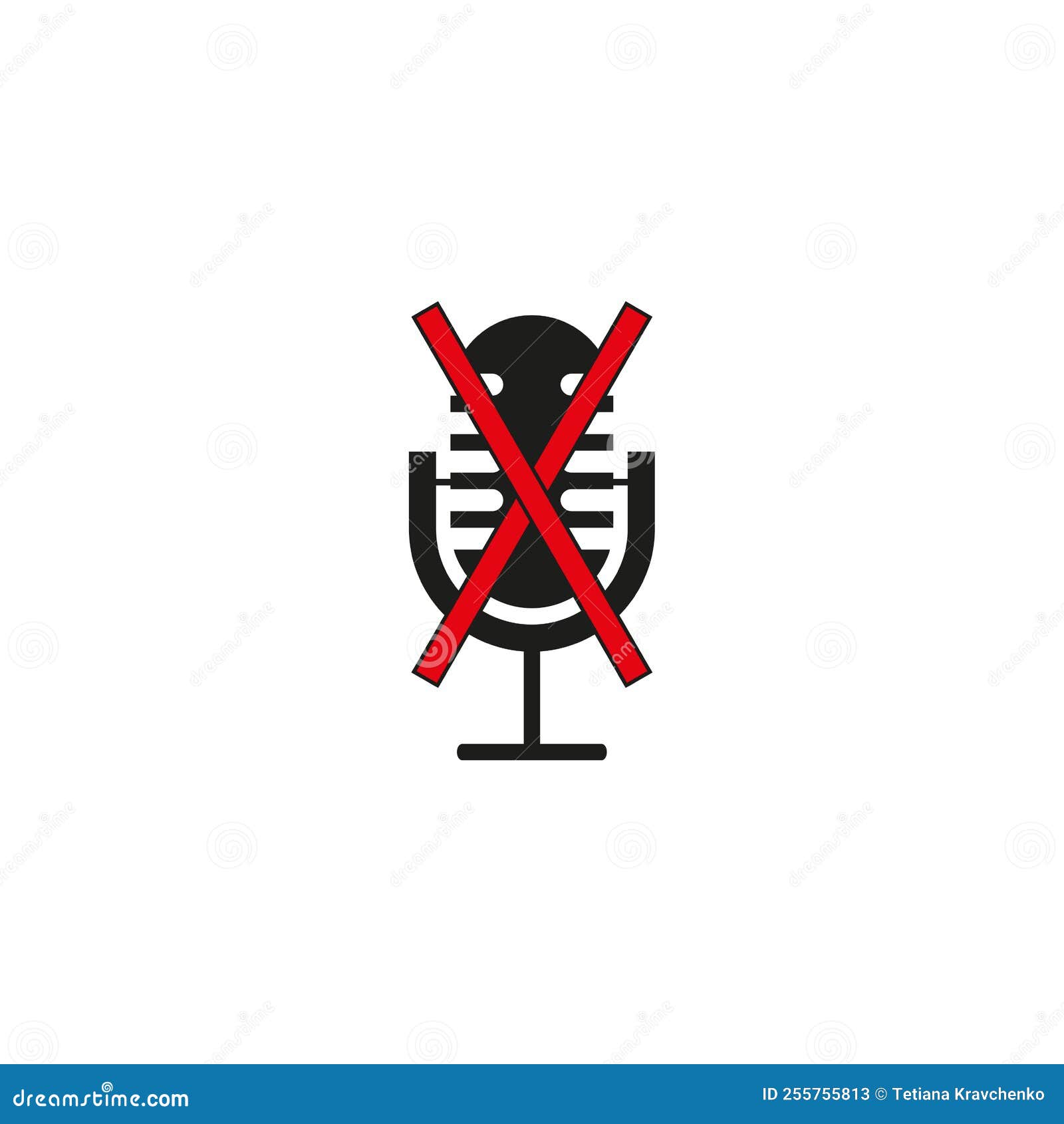 Crossed Microphone Icon. Music Stage. Modern Technology. Vector