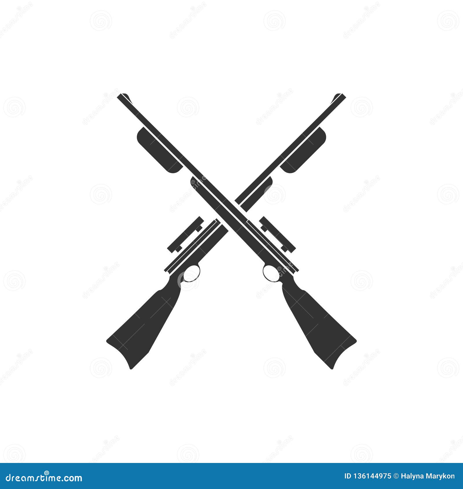 Crossed Shotguns, Hunting Rifles Icon Flat Stock Vector - Illustration ...