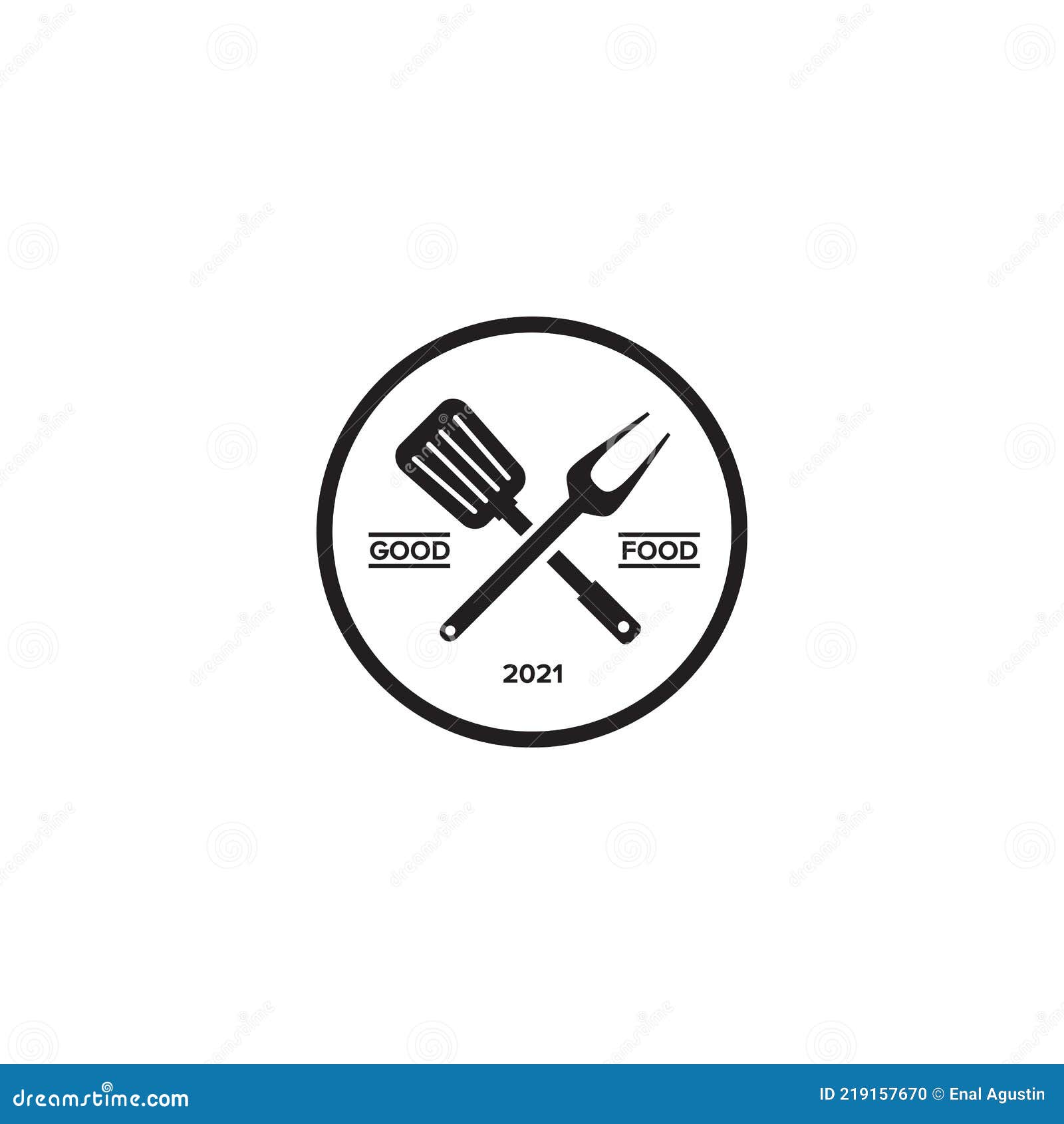 Crossed Spatula and Fork Logo Design Template Stock Vector