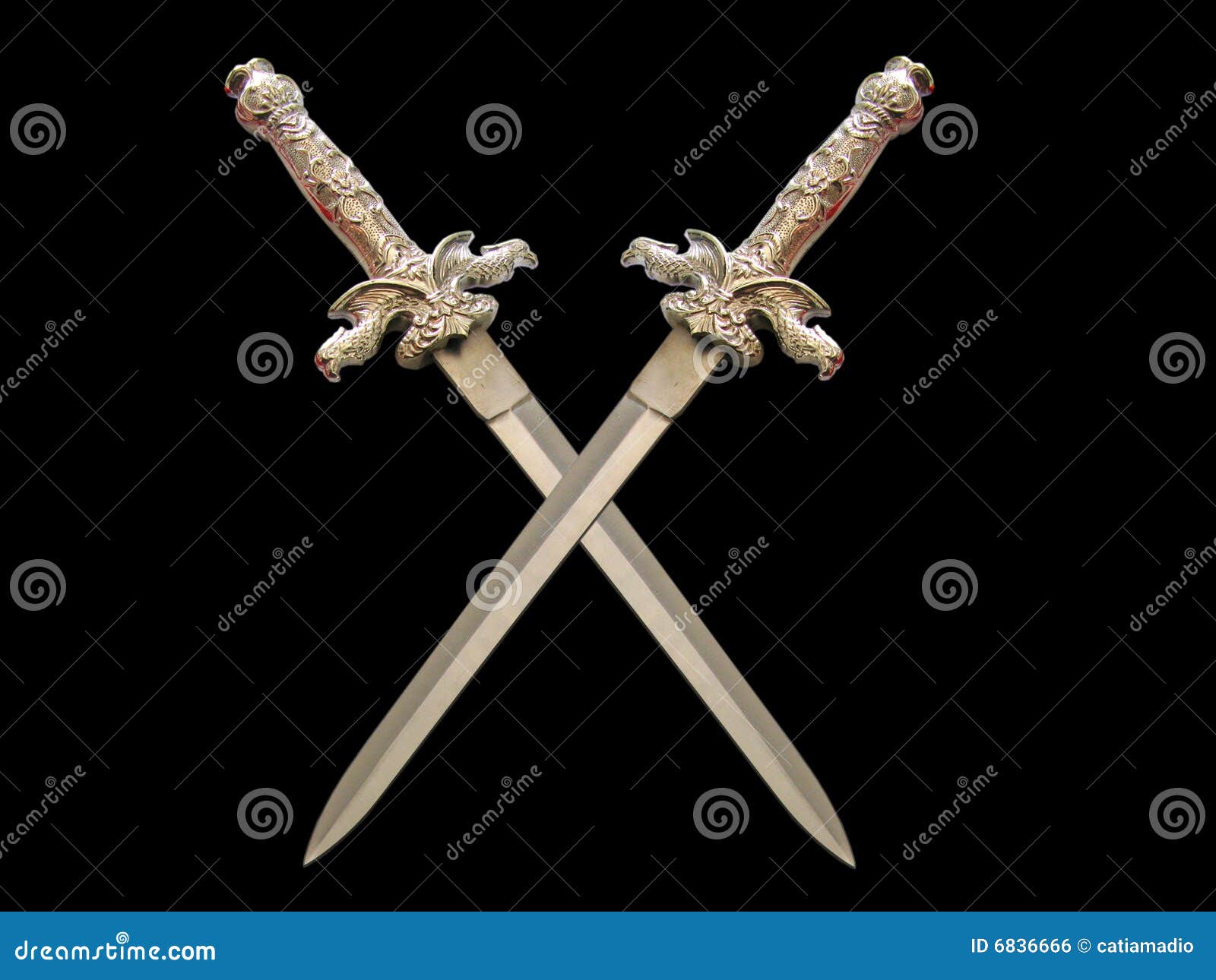 crossed swords in the dark