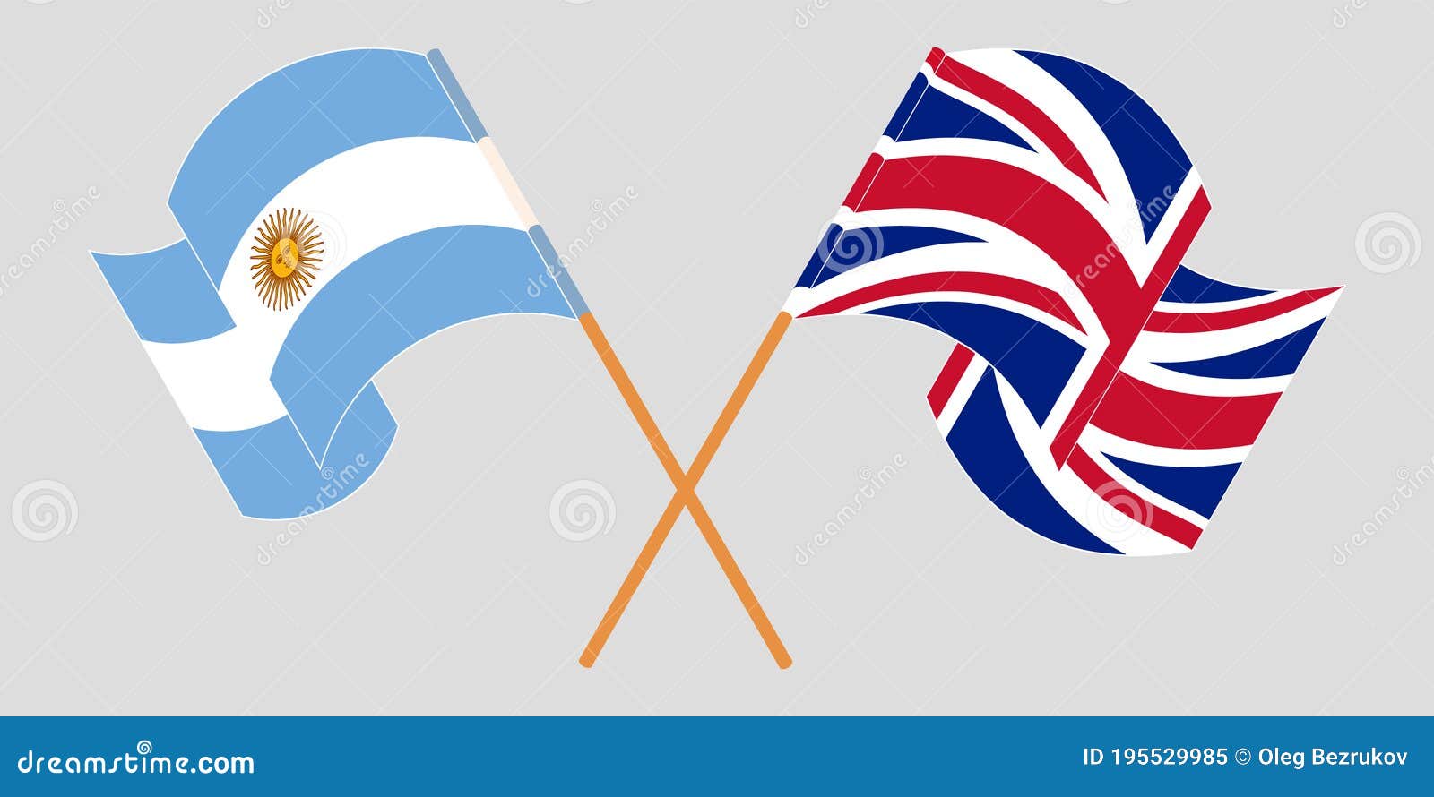Crossed and Waving Flags of Argentina and the UK Stock Vector ...