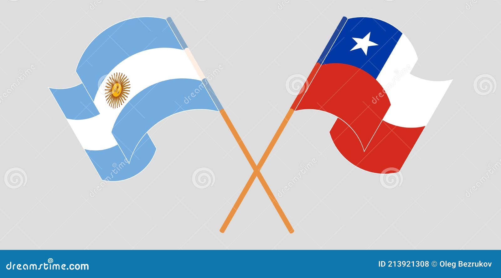 Crossed and Waving Flags of Chile and Argentina Stock Vector Illustration of argentina