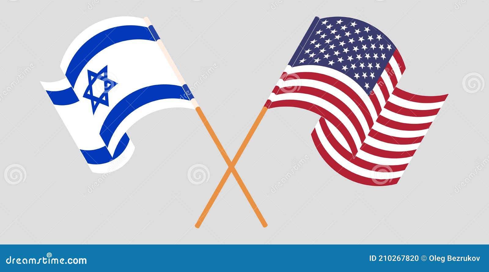 crossed and waving flags of israel and the usa