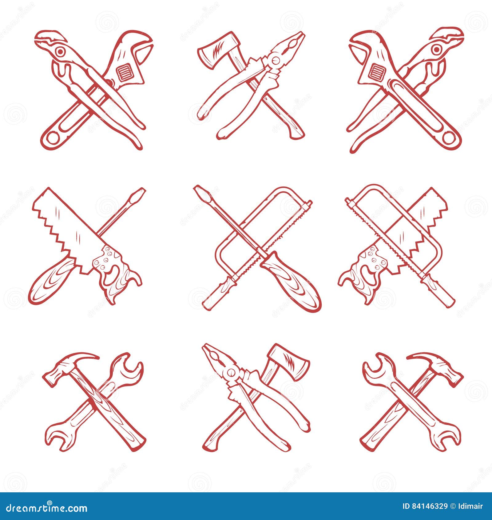 Crossed work tools vector stock vector. Illustration of vintage 84146329