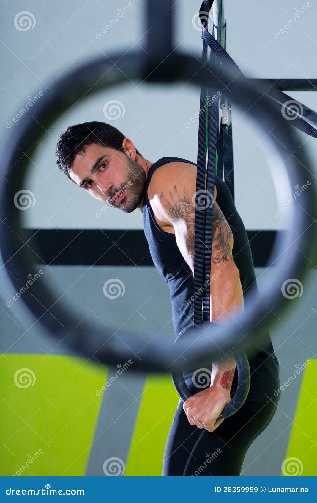 Crossfit Dip Ring Man Workout at Gym Stock Image Image of gymnast