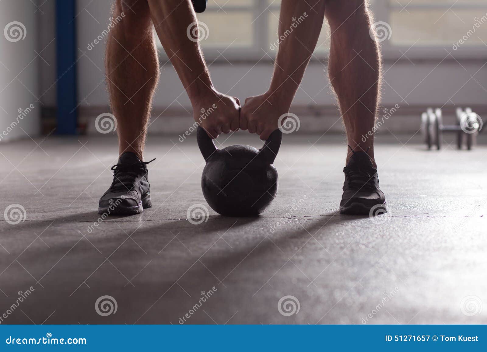 Crossfit Kettlebell Training Backlit Stock Image Image of work