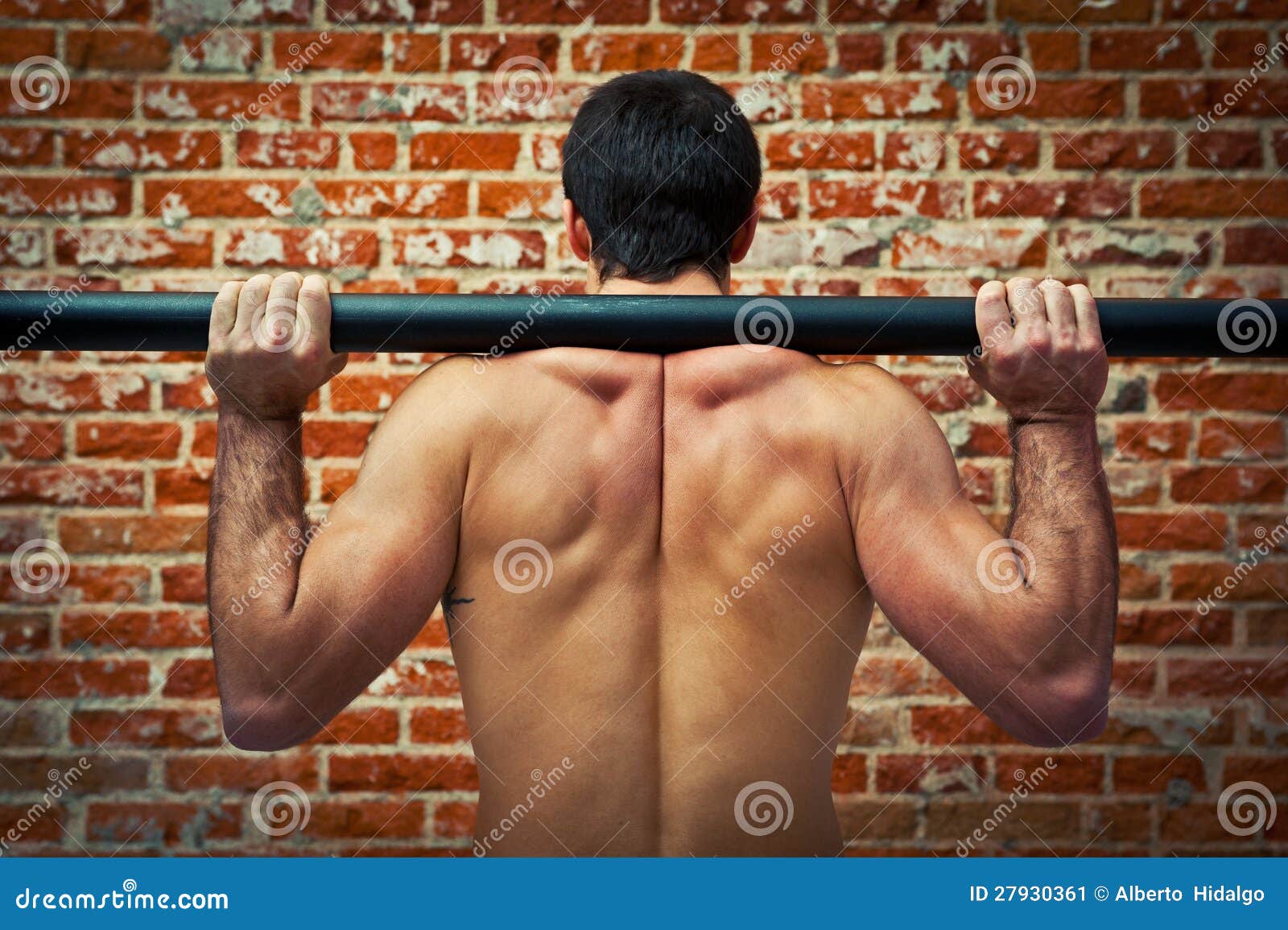 Crossfitter Training in the Gym with an Axle Bar Stock Image Image of