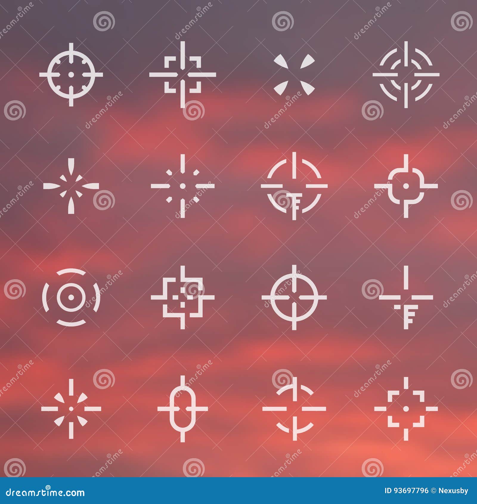 Crosshairs Set With Red Sights. Each Crosshair In Seperated Layers