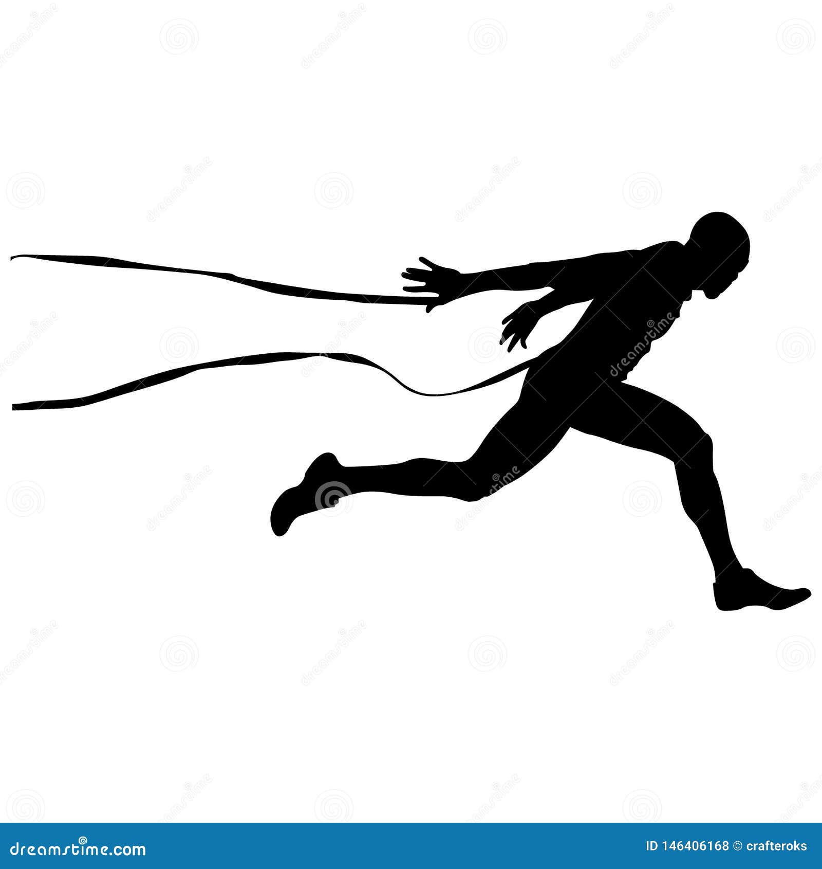 Silhouette of a sprinter at finish line Royalty Free Vector