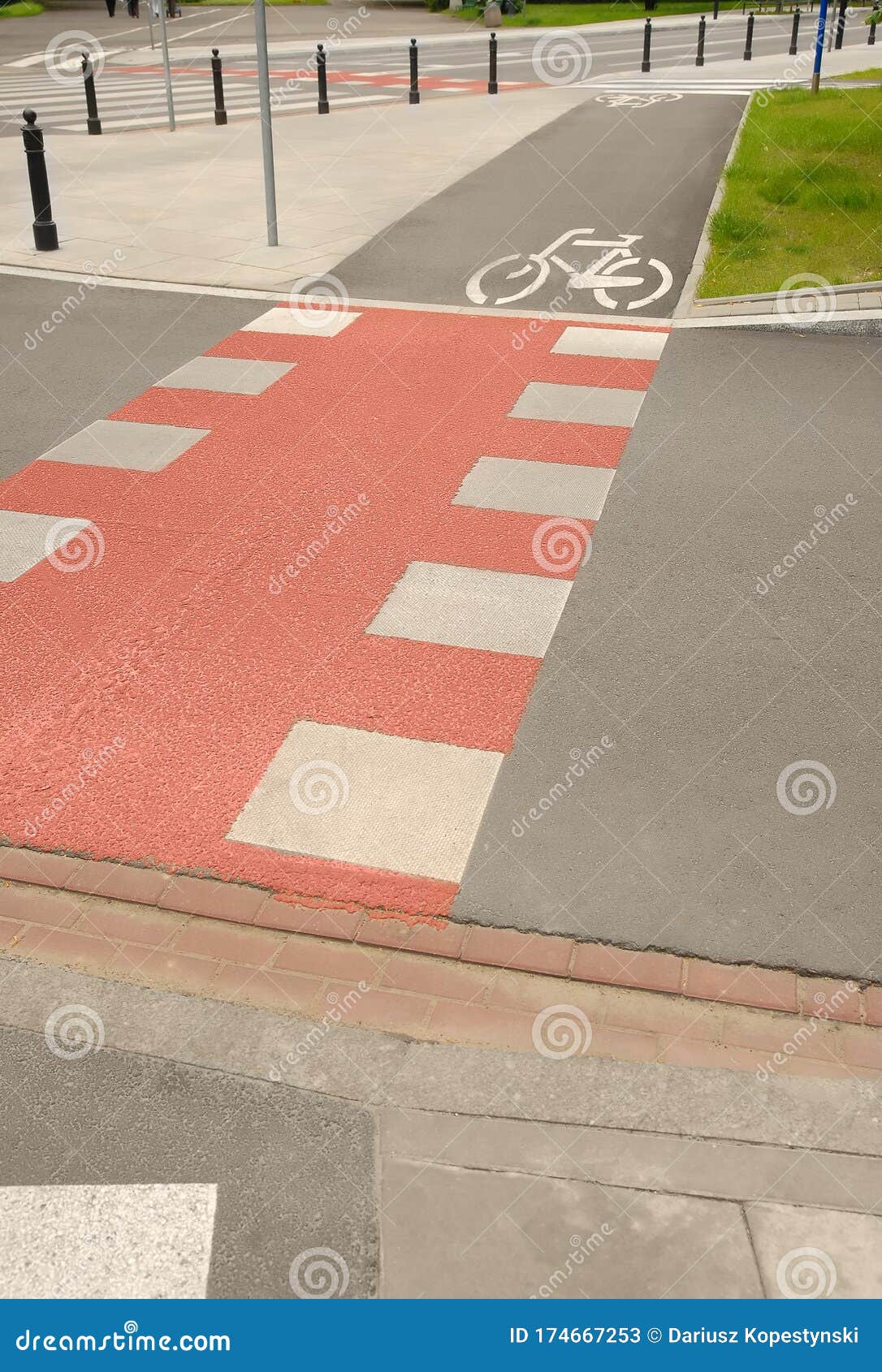 Cross Road with Path for Bike Stock Image Image of stripe, lane