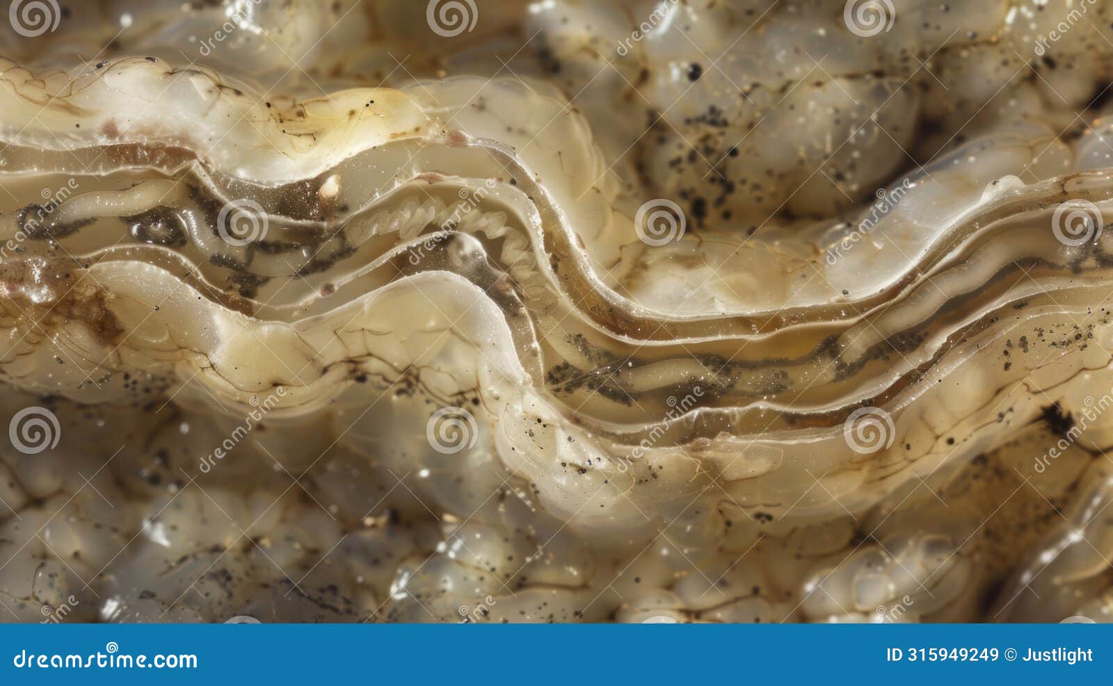 a crosssection of a nematode showcasing its and digestive system. the dark twisting tunnels of its gut are contrasted