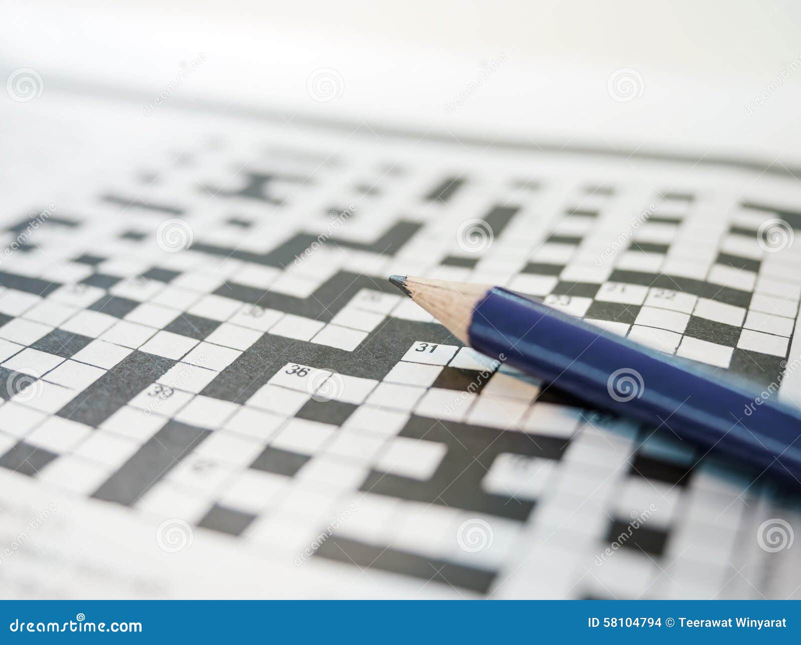 Crossword Puzzle Game And Pencil Stock Photo Image of design, block