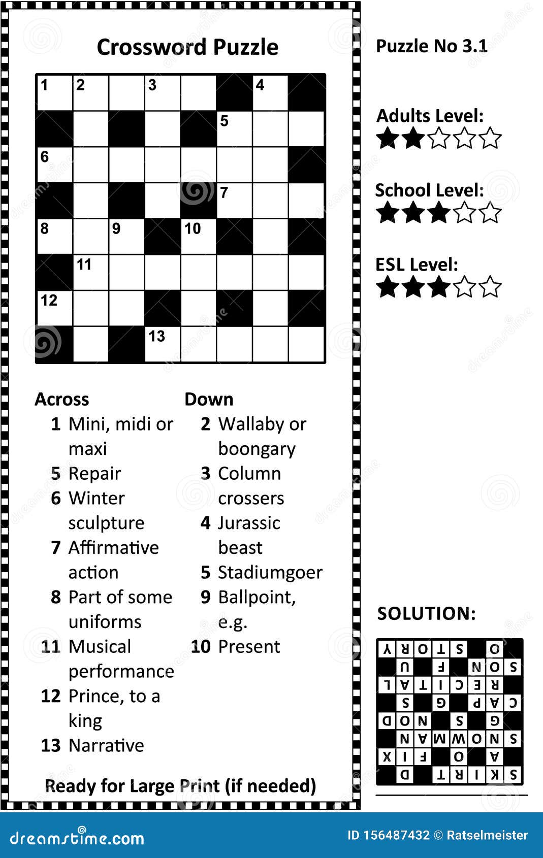 EASY-TO-READ CROSSWORD PUZZLES FOR ADULTS: LARGE-PRINT, MEDIUM