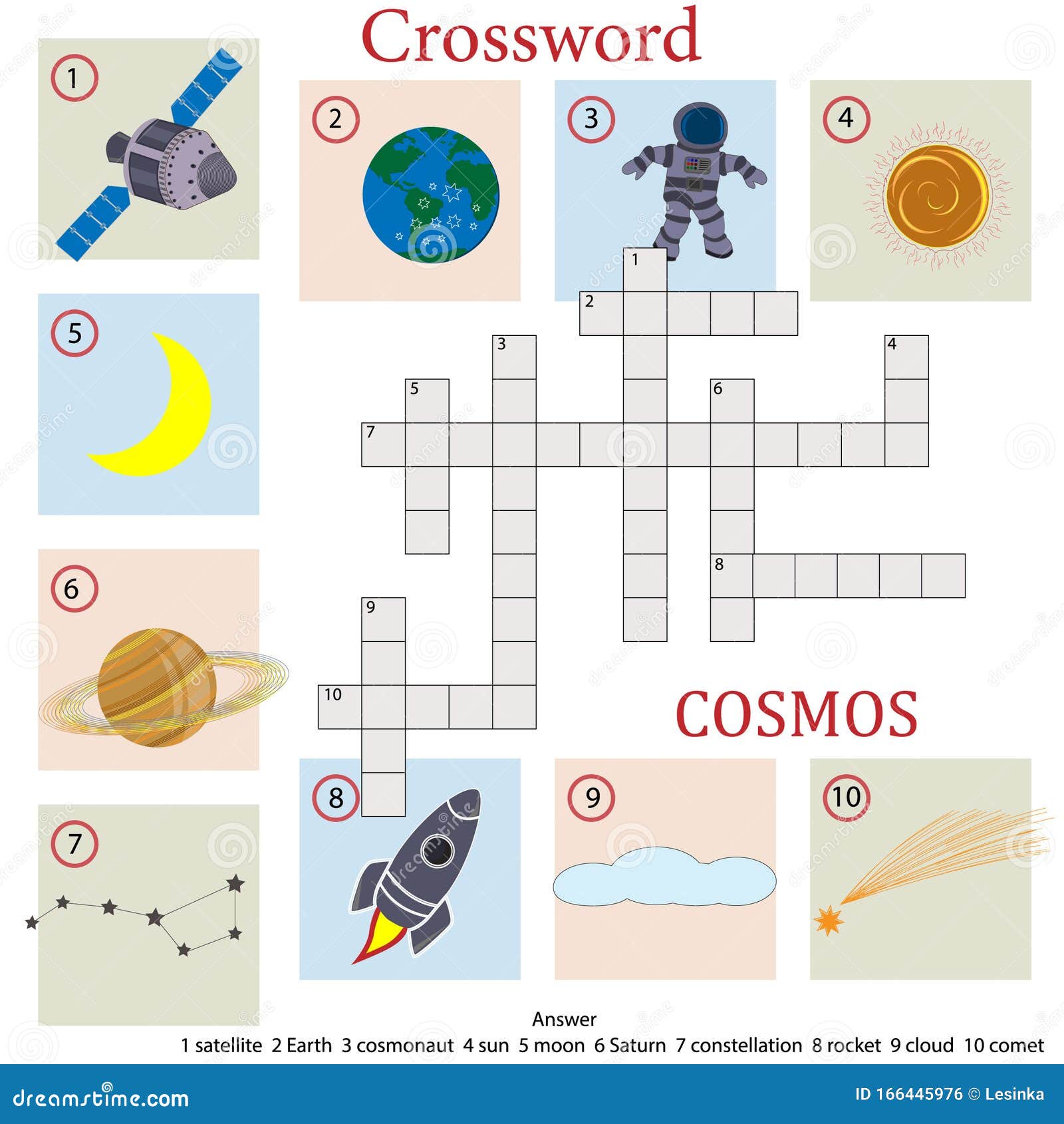 Crossword-puzzle-voor-kinderen-het-thema-van-de-ruimte Illustratie Illustration of achtergrond, beeldverhaal: 166445976