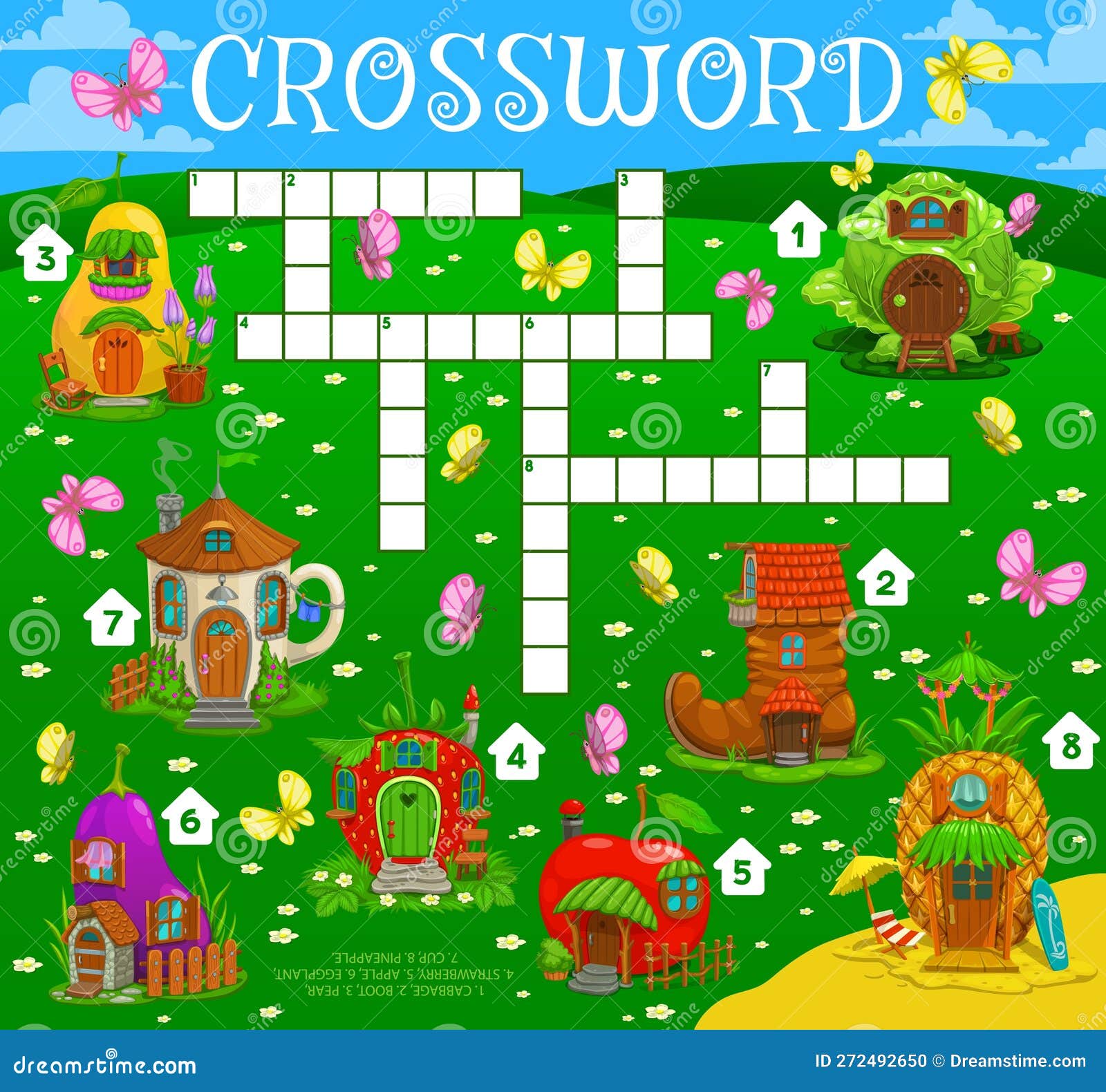 Crossword Quiz Game Grid Fairytale Magic Houses Stock Vector Crossword Quiz Game Grid Fairytale Magic Houses Stock Vector
