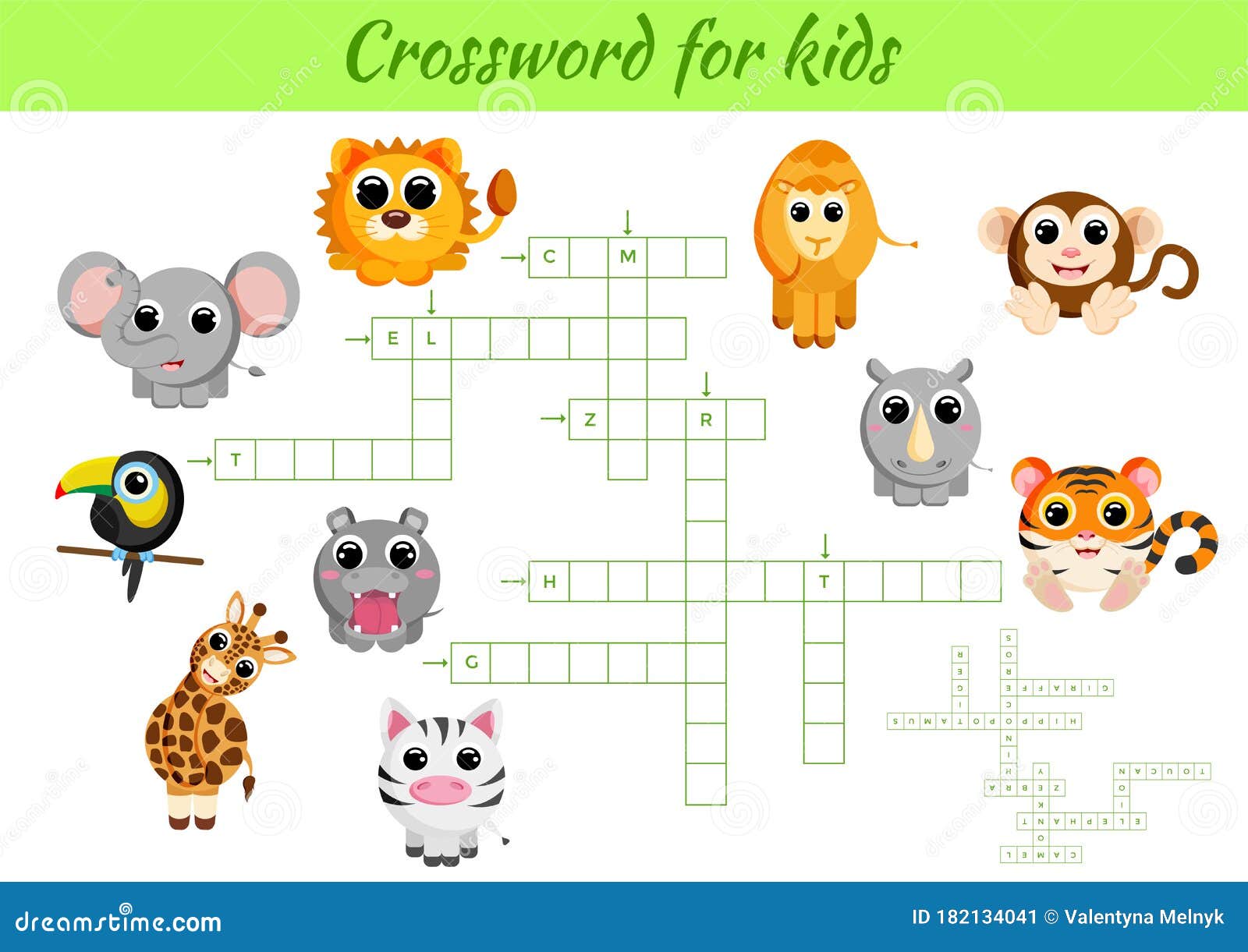 Crosswords Game of Animals for Children with Pictures. Kids Activity Worksheet Colorful Printable Version Stock Vector - Illustration of language, animal: 182134041 Crosswords Game of Animals for Children with Pictures. Kids Activity Worksheet Colorful Printable Version Stock Vector - Illustration of language, animal: 182134041