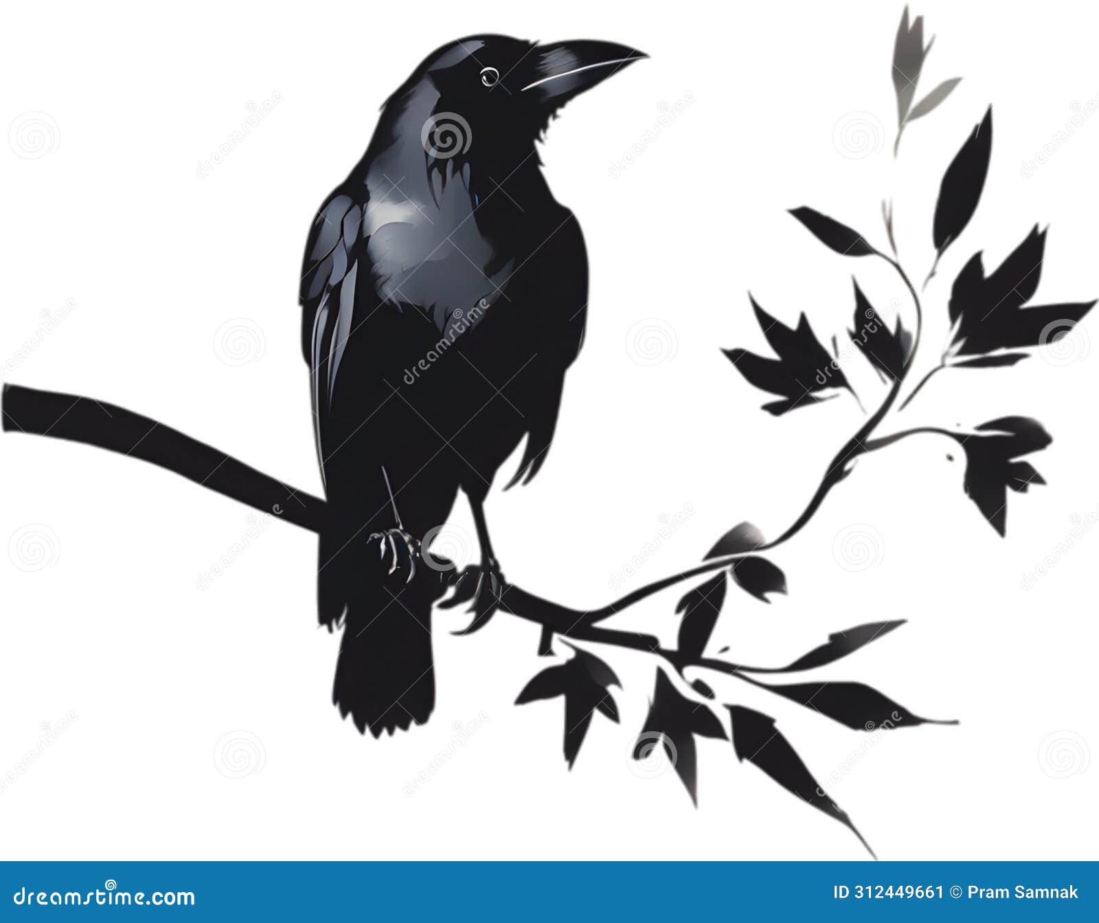 crow bird, drawing of a crow bird using the japanese brushstroke technique. ai-generated.