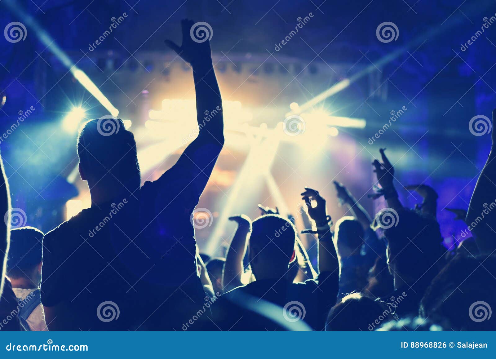 Crowd with Arms Outstretched at Concert Stock Photo - Image of ...
